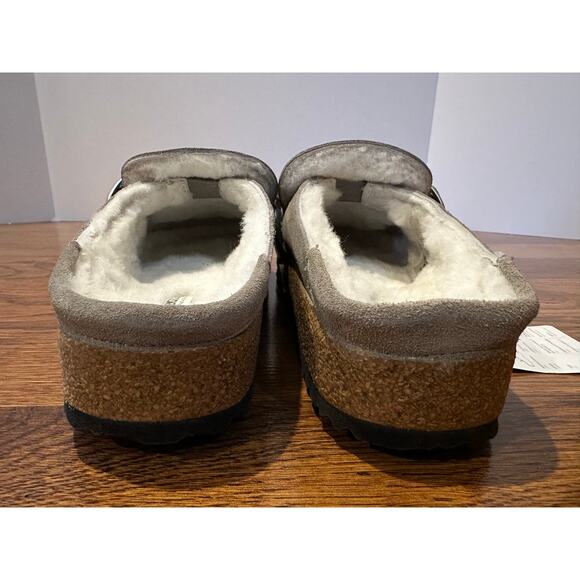 Birkenstock Buckley Shearling Suede Clog Gray Size 40 Narrow Fit NWT Cozy Clogs - Picture 5 of 10